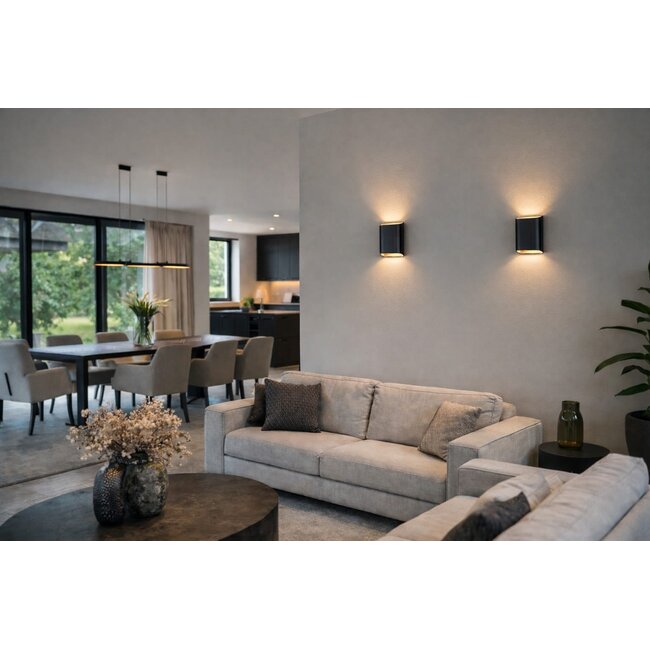 Artdelight DALI Wandlamp Diaz L - Zwart/Champagne