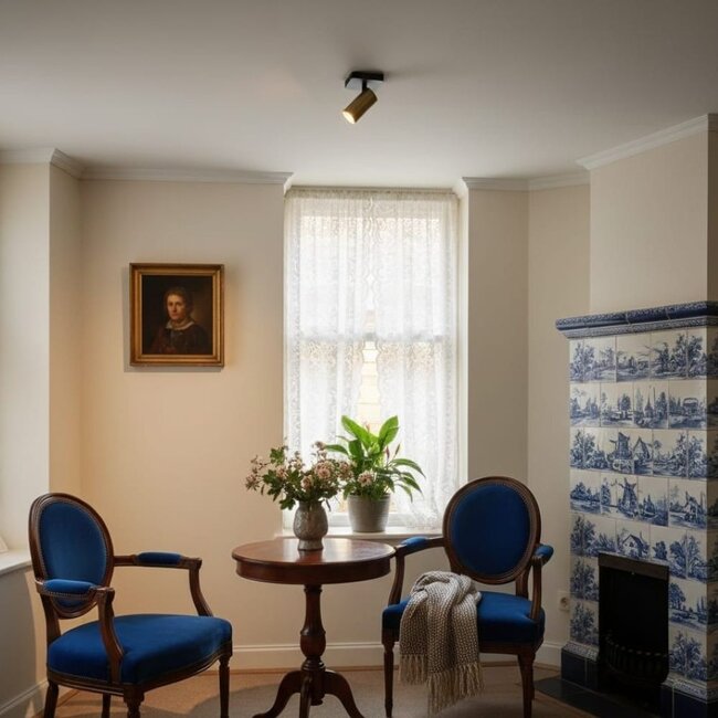 HELDR! Plafondlamp Ivy 1L - Zwart/Antiek Brons