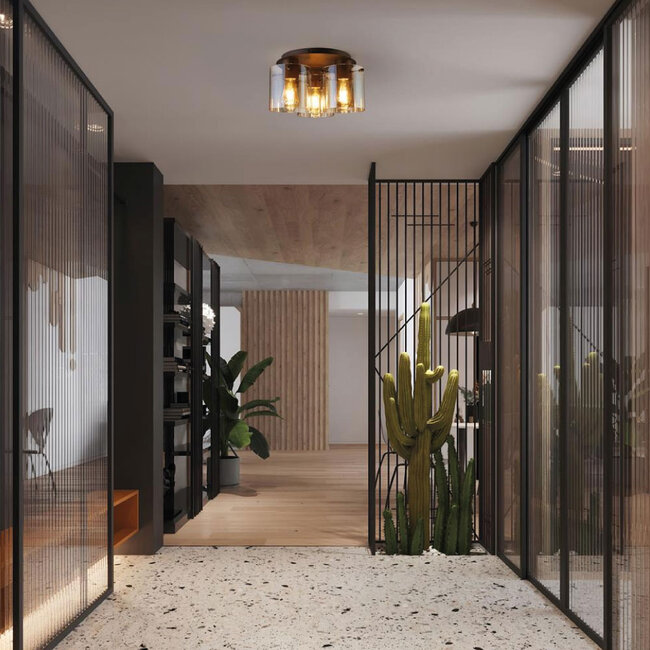 Searchlight Plafondlamp 3L Sweden - Amber