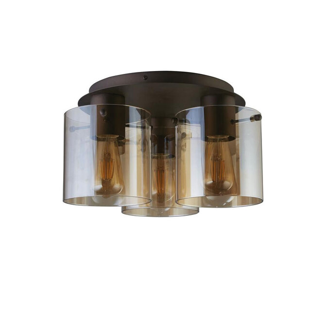 Searchlight Plafondlamp Sweden 3L - Rookglas
