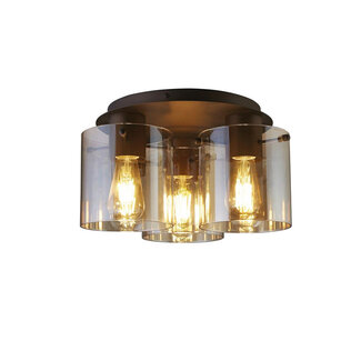 Searchlight Plafondlamp Sweden 3L - Rookglas