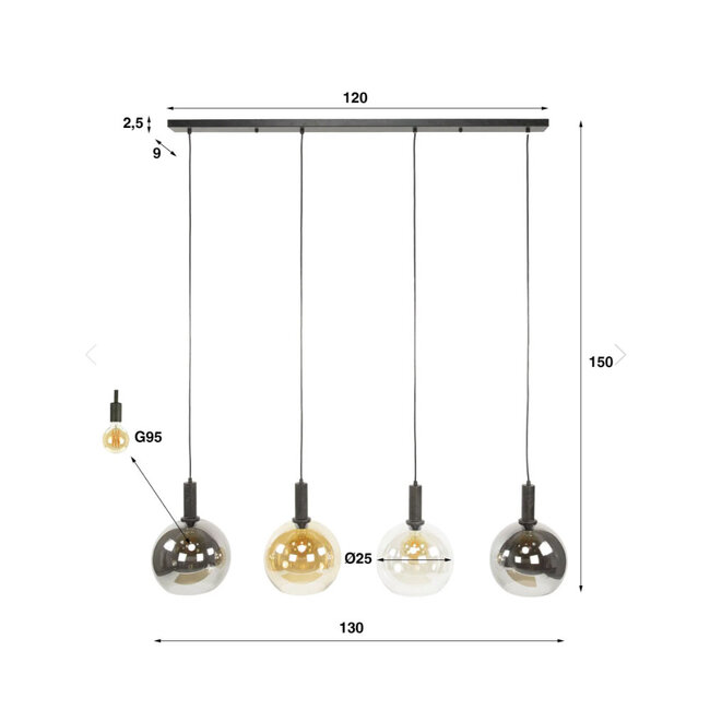 HELDR! Hanglamp Mori 4L - Multicolor
