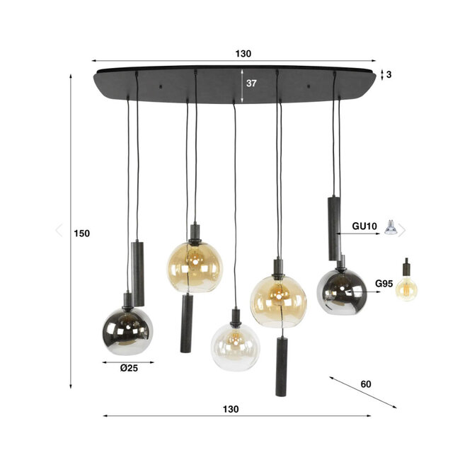 HELDR! Hanglamp Mori 9L - Multicolor