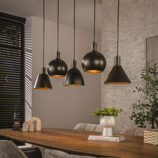 HELDR! Hanglamp Adani 5L - Bruin/Brons