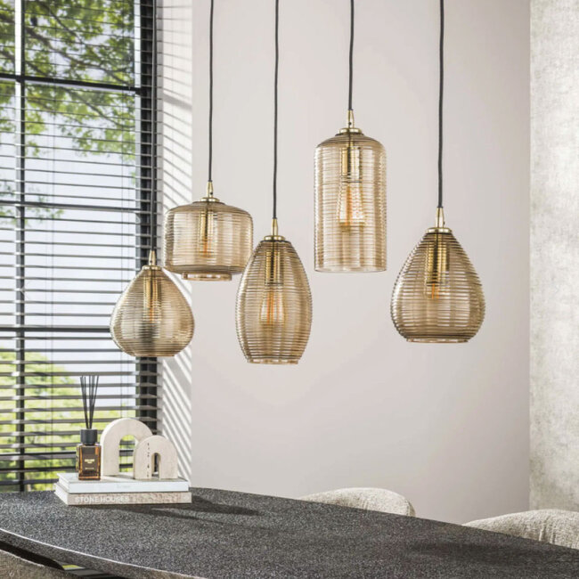 HELDR! Hanglamp Orua 5L - Lichtbruin