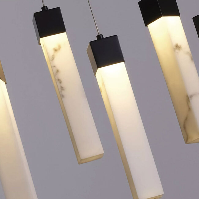 Searchlight Hanglamp Moonbeam 10L - Zwart/Marmer