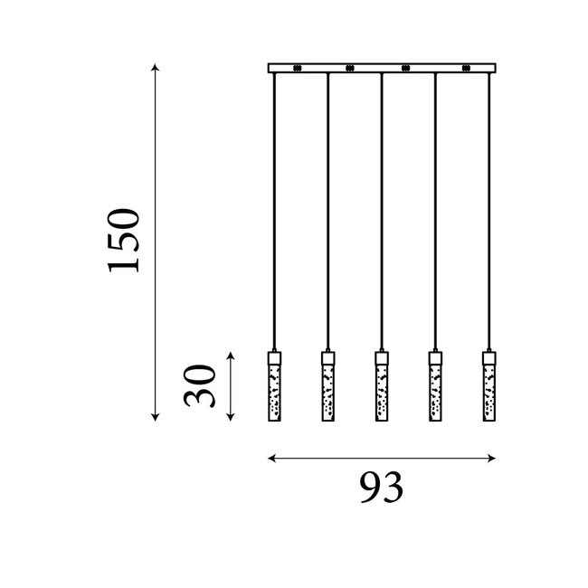 Searchlight Hanglamp Moonbeam 10L - Zwart/Marmer