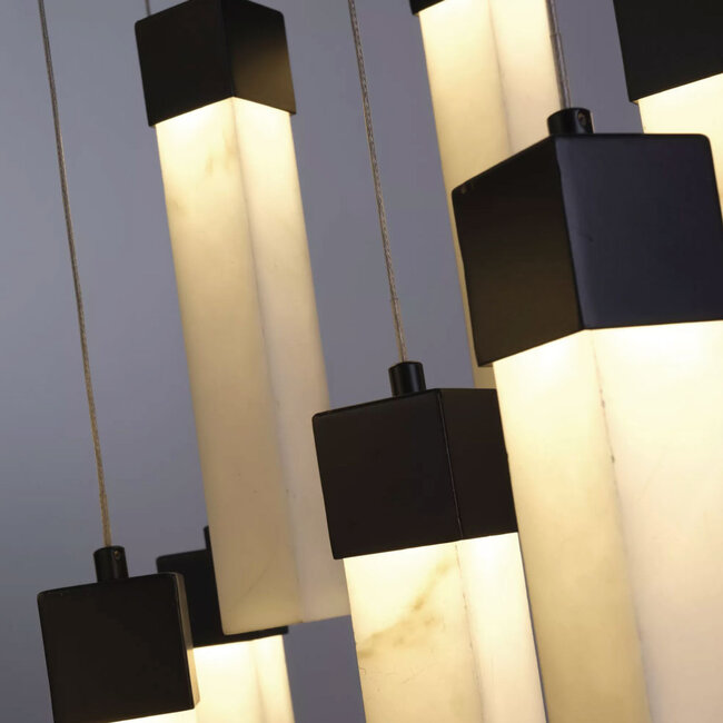 Searchlight Hanglamp Moonbeam 10L - Zwart/Marmer