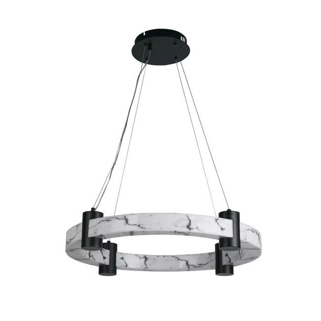 Searchlight Hanglamp Moonbeam 1L - Zwart/Marmer