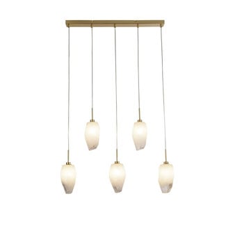 Searchlight Hanglamp Rocky 5L - Goud/Rookglas