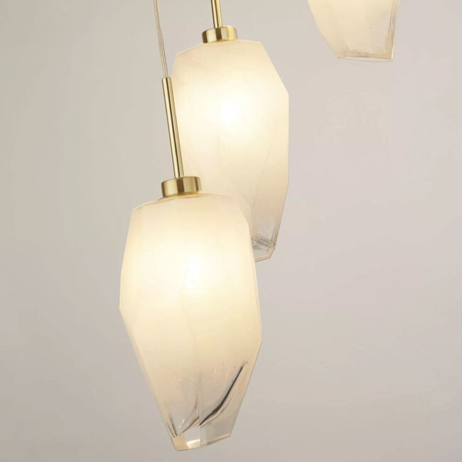 Searchlight Hanglamp Rocky 5L Rond - Goud/Rookglas