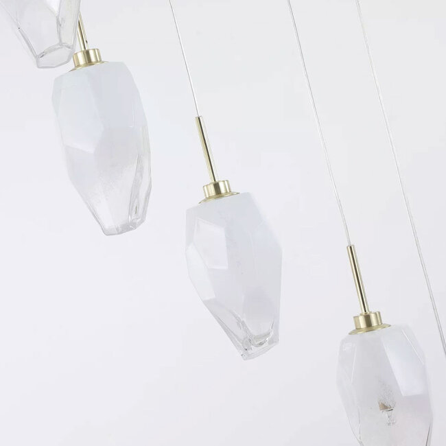 Searchlight Hanglamp Rocky 8L Rond - Goud/Rookglas