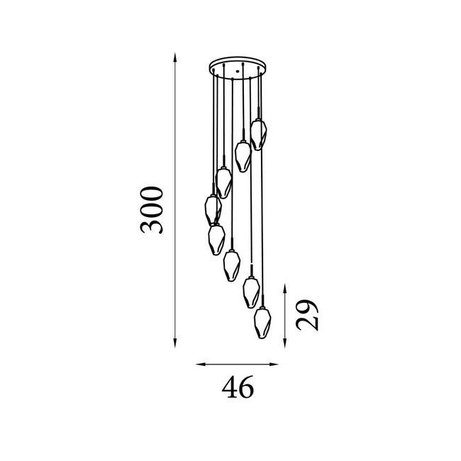 Searchlight Hanglamp Rocky 8L Rond - Goud/Rookglas