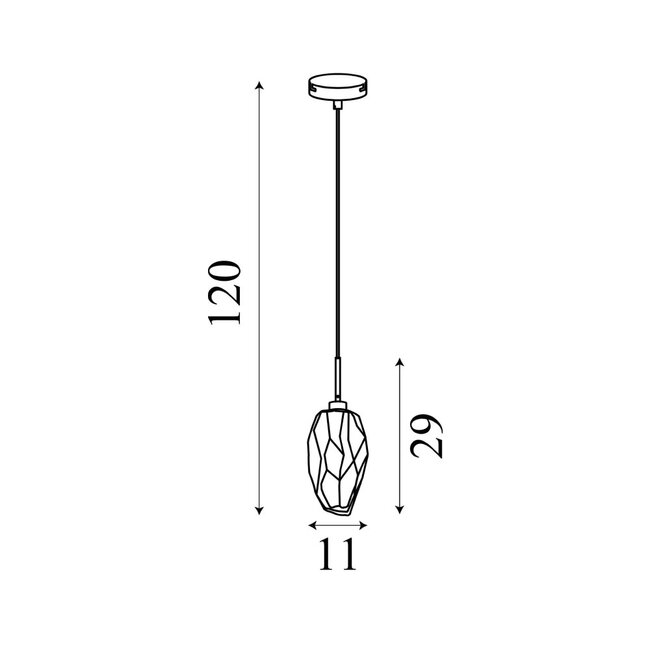 Searchlight Hanglamp Rocky 1L - Goud/Rookglas