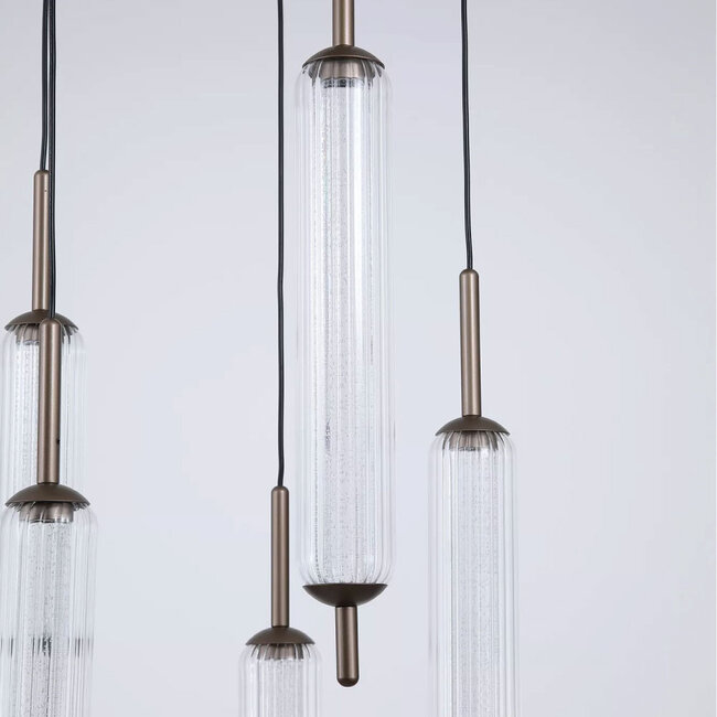 Searchlight Hanglamp Cattail 8L Rond - Latte/Helder