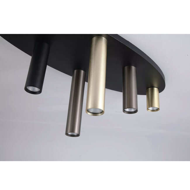 Searchlight Plafondlamp Tubes 6L Ovaal - Zwart/Brons/Goud