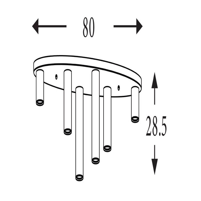 Searchlight Plafondlamp Tubes 6L Ovaal - Zwart/Brons/Goud