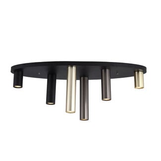 Searchlight Plafondlamp Tubes 6L Ovaal - Zwart/Brons/Goud