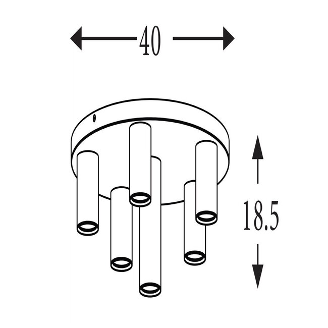 Searchlight Plafondlamp Tubes 6L Rond - Zwart/Brons/Goud