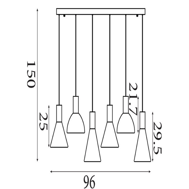 Searchlight Hanglamp Cannes 6L - Latte/Amber