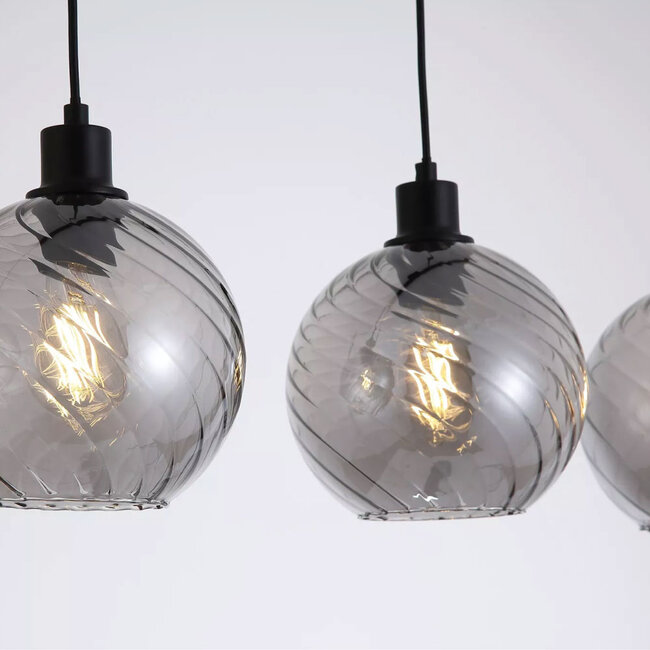 Searchlight Hanglamp Radiance 4L - Zwart/Rookglas