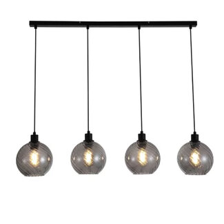 Searchlight Hanglamp Radiance 4L - Zwart/Rookglas