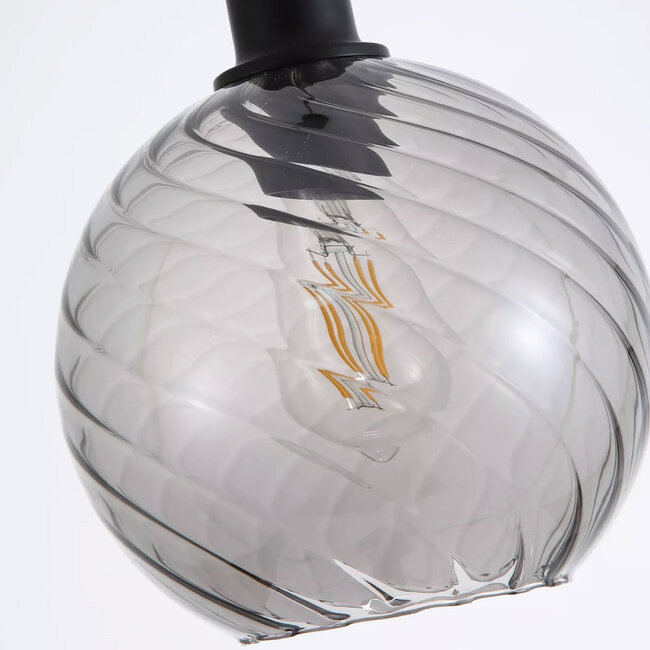 Searchlight Hanglamp Radiance 1L - Zwart/Rookglas