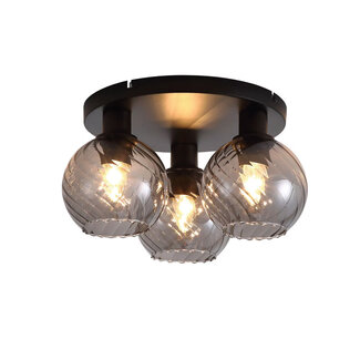 Searchlight Plafondlamp Radiance 3L - Zwart/Rookglas