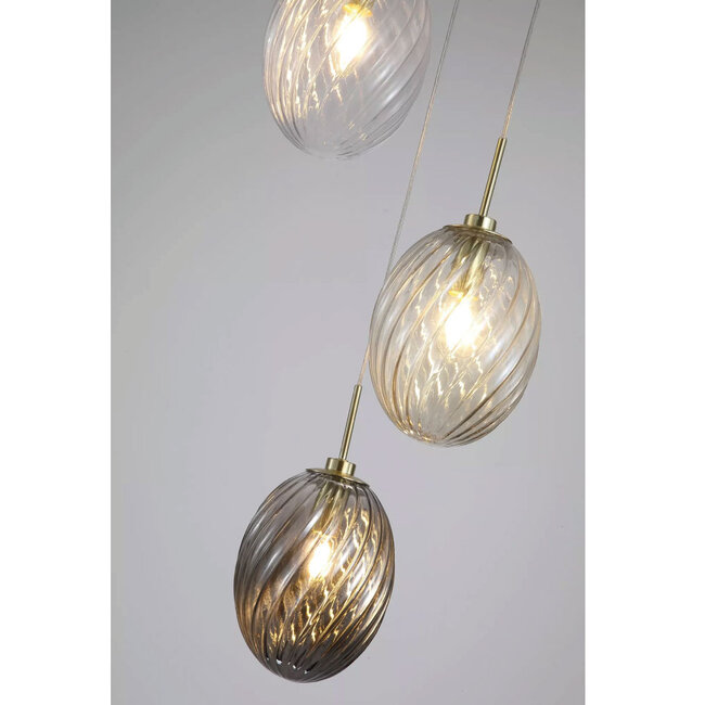 Searchlight Hanglamp Whirl 3L Rond - Goud/Multicolor