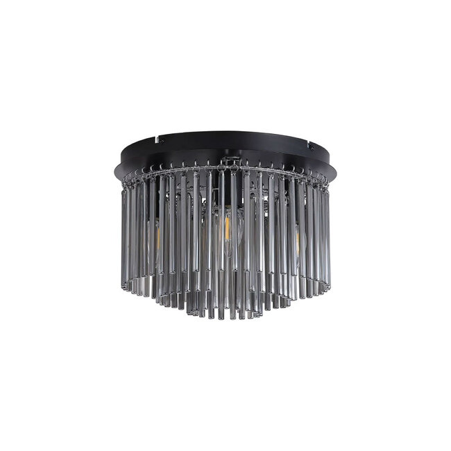 Searchlight Plafondlamp Swizzle - Zwart/Rookglas