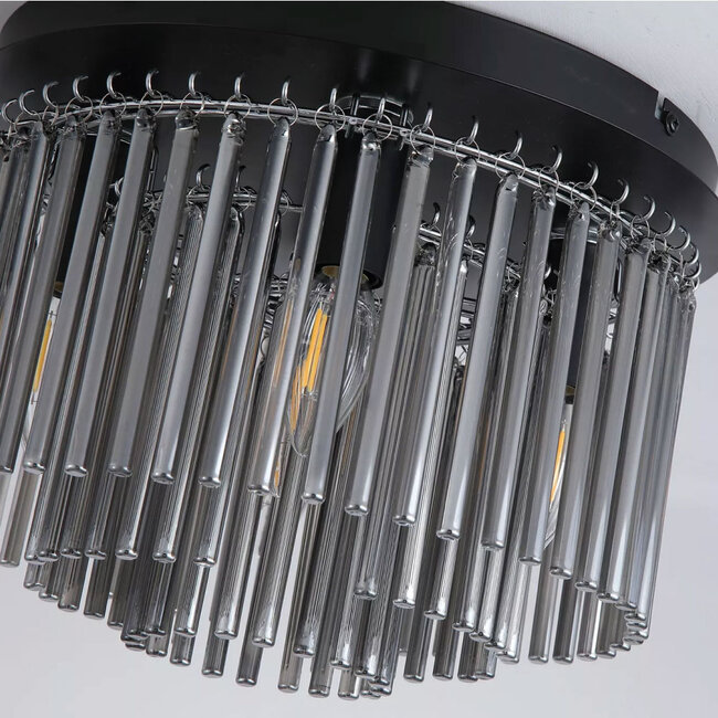 Searchlight Plafondlamp Swizzle - Zwart/Rookglas