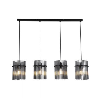 Searchlight Hanglamp Swizzle 4L - Zwart/Rookglas