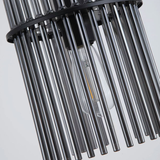 Searchlight Hanglamp Swizzle 1L - Zwart/Rookglas