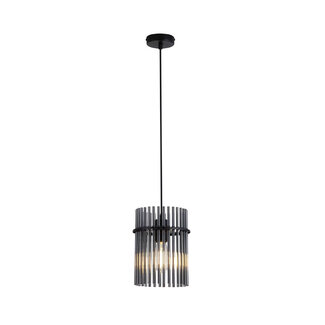 Searchlight Hanglamp Swizzle 1L - Zwart/Rookglas