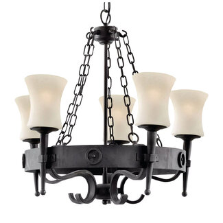 Searchlight Hanglamp Cartwheel 5L - Zwart/Wit