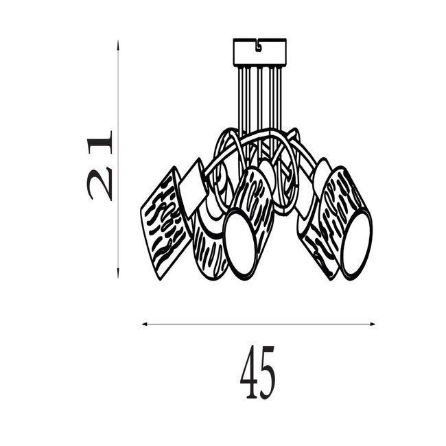 Searchlight Plafondlamp Knot 5L - Zwart/Amber