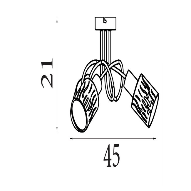 Searchlight Plafondlamp Knot 3L - Zwart/Amber