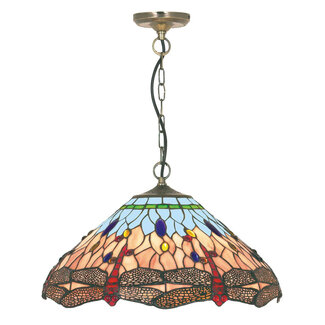 Searchlight Hanglamp Dragonfly - Brons/Glas in lood