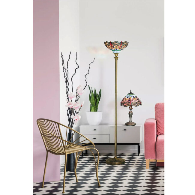 Searchlight Tafellamp Dragonfly - Brons/Glas in lood
