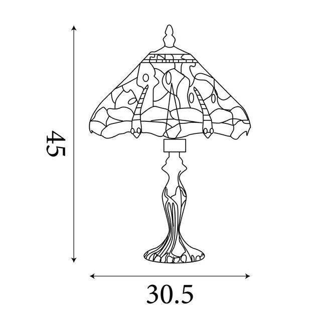 Searchlight Tafellamp Dragonfly - Brons/Glas in lood
