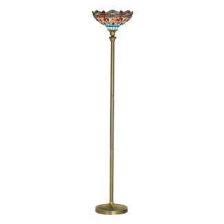 Searchlight Vloerlamp Dragonfly - Brons/Glas in lood
