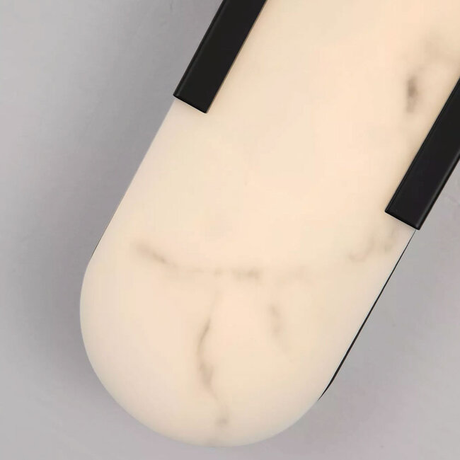 Searchlight Wandlamp Opaline 35cm - Zwart/Alabaster Glas