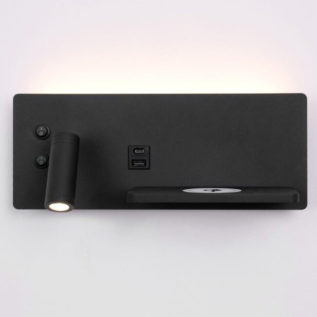 Artdelight Wandlamp Charge USB Links - Zwart