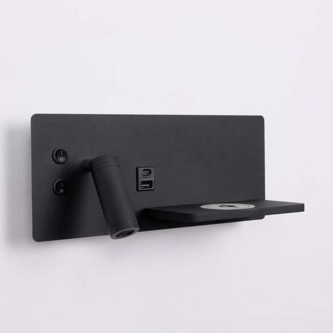 Artdelight Wandlamp Charge USB Links - Zwart