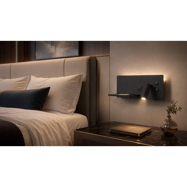 Artdelight Wandlamp Charge USB Links - Zwart