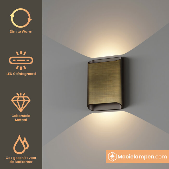 Artdelight Wandlamp Diaz L - Donker Antiek Brons