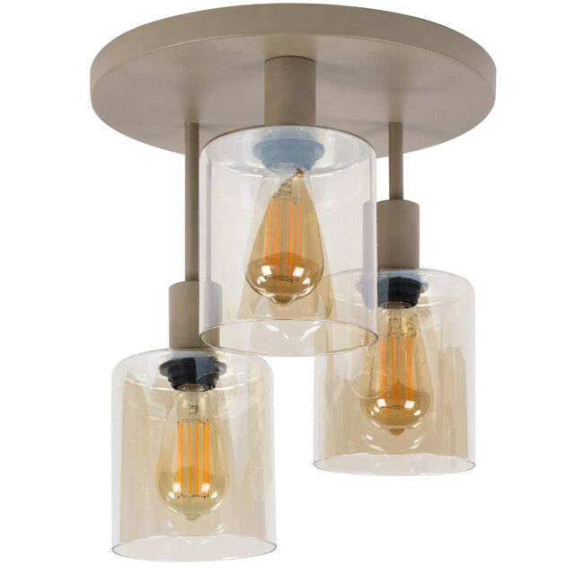 HELDR! Glazen Plafondlamp Firenze 3L - Amber/Beige