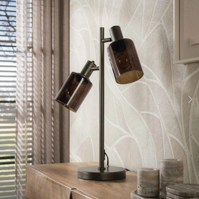 HELDR! Glazen Tafellamp Firenze 2L - Bruin/Brons
