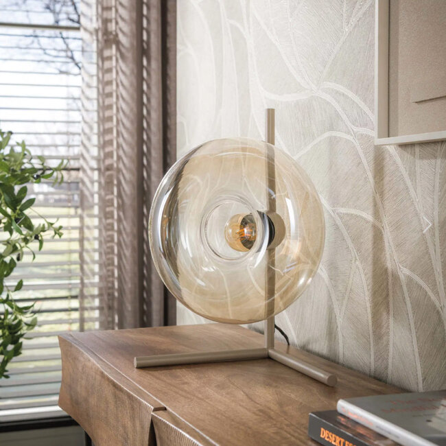 HELDR! Glazen Tafellamp Optima - Amber/Beige