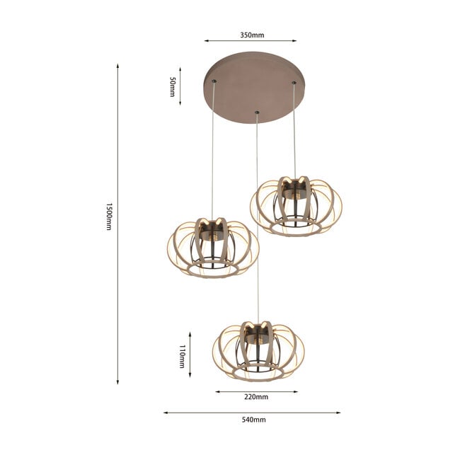Geeti Design Hanglamp Salo 3L Vide - Zand/Zwart